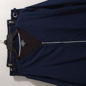 Elle Stylish Navy Blue w/ Silver Zipper Women's Plus Sz Scrub Set 2x worn twice
